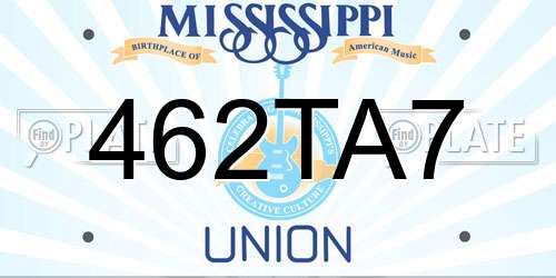 462TA7 Mississippi License Plate