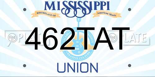 462TAT Mississippi License Plate