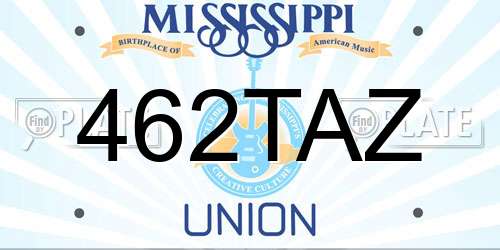 462TAZ Mississippi License Plate