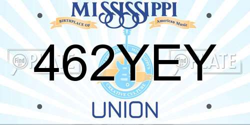 462YEY Mississippi License Plate