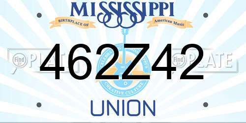 462Z42 Mississippi License Plate