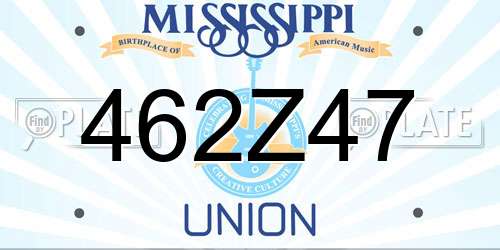 462Z47 Mississippi License Plate