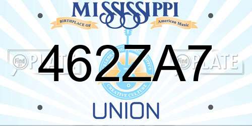 462ZA7 Mississippi License Plate