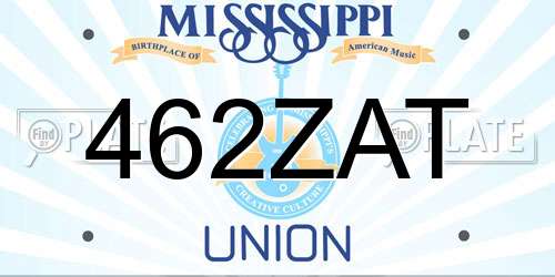 462ZAT Mississippi License Plate