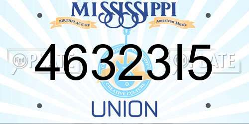 46323I5 Mississippi License Plate