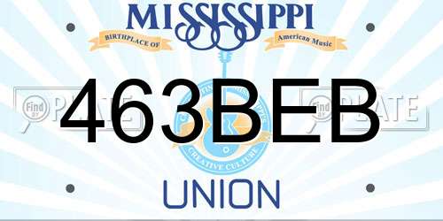 463BEB Mississippi License Plate