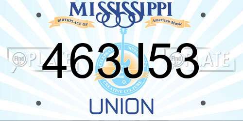463J53 Mississippi License Plate