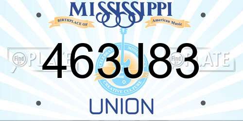 463J83 Mississippi License Plate