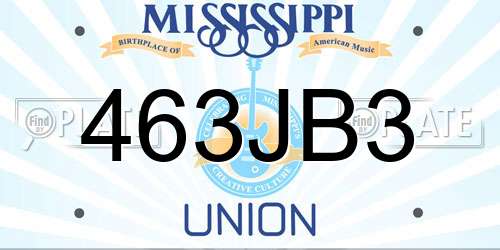 463JB3 Mississippi License Plate