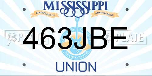 463JBE Mississippi License Plate
