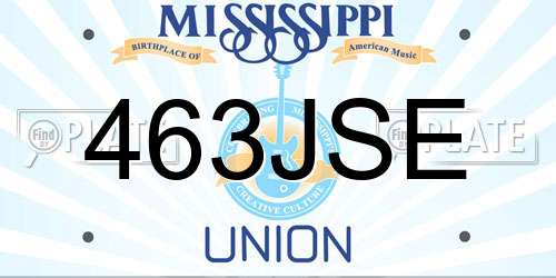 463JSE Mississippi License Plate