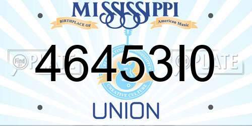 46453I0 Mississippi License Plate
