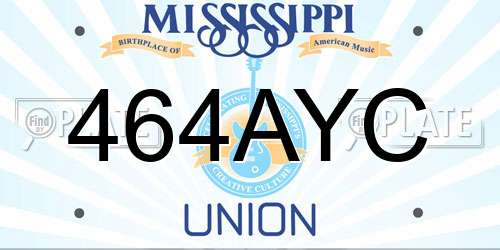 464AYC Mississippi License Plate