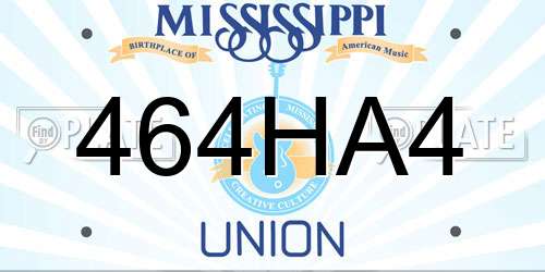 464HA4 Mississippi License Plate