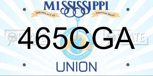 465CGA Mississippi License Plate