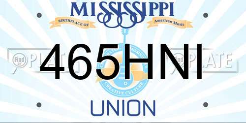 465HNI Mississippi License Plate