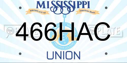 466HAC Mississippi License Plate