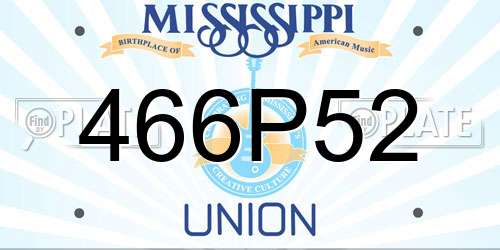 466P52 Mississippi License Plate