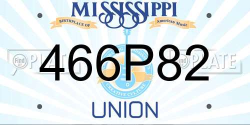 466P82 Mississippi License Plate