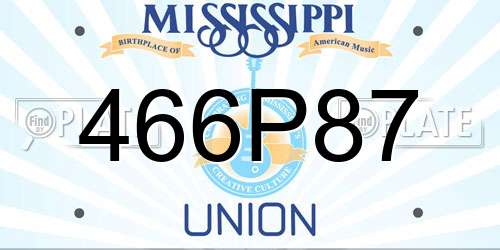 466P87 Mississippi License Plate