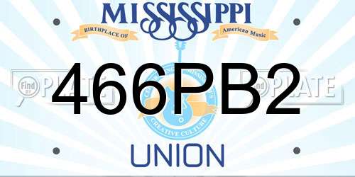 466PB2 Mississippi License Plate
