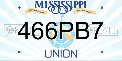 466PB7 Mississippi License Plate
