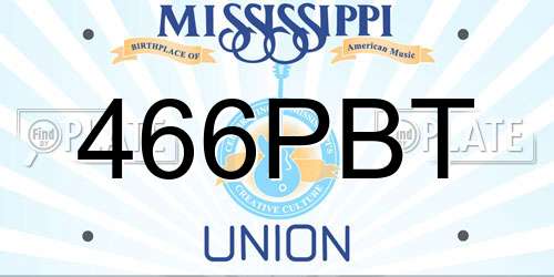 466PBT Mississippi License Plate