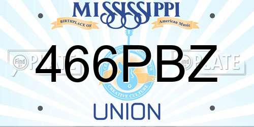 466PBZ Mississippi License Plate