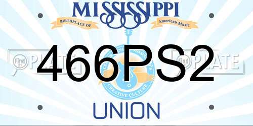 466PS2 Mississippi License Plate