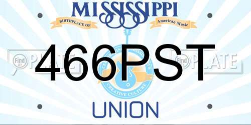 466PST Mississippi License Plate