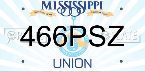 466PSZ Mississippi License Plate