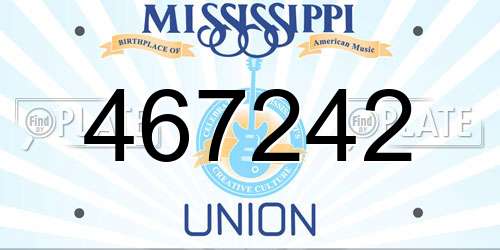 467242 Mississippi License Plate
