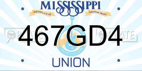 467GD4 Mississippi License Plate