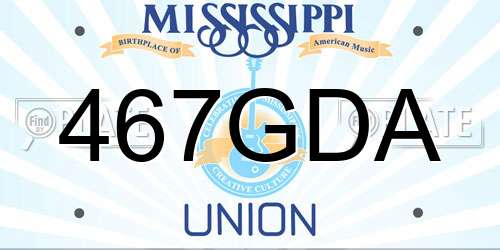 467GDA Mississippi License Plate
