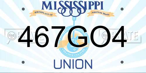 467GO4 Mississippi License Plate