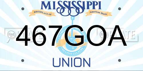 467GOA Mississippi License Plate