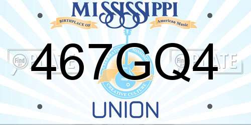 467GQ4 Mississippi License Plate