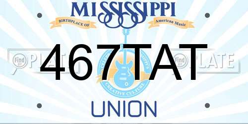 467TAT Mississippi License Plate