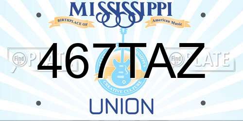 467TAZ Mississippi License Plate