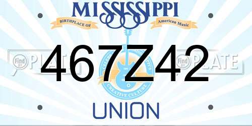 467Z42 Mississippi License Plate