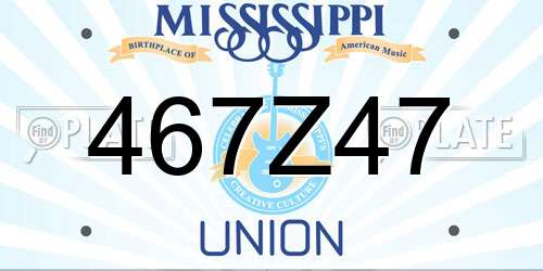 467Z47 Mississippi License Plate