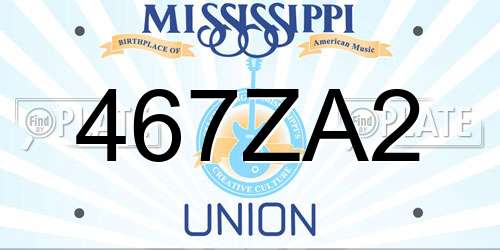 467ZA2 Mississippi License Plate
