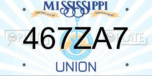 467ZA7 Mississippi License Plate