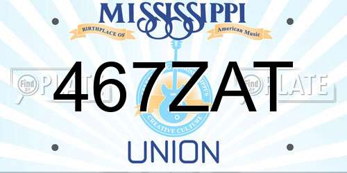 467ZAT Mississippi License Plate