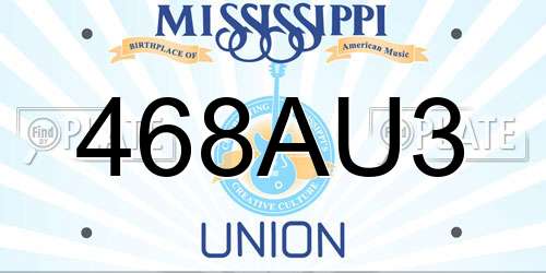 468AU3 Mississippi License Plate