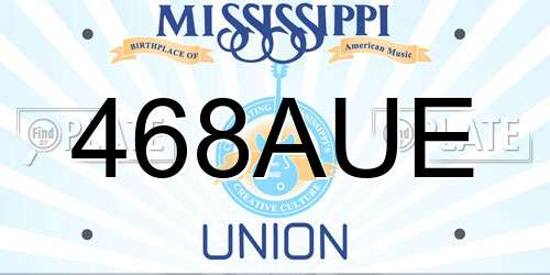 468AUE Mississippi License Plate