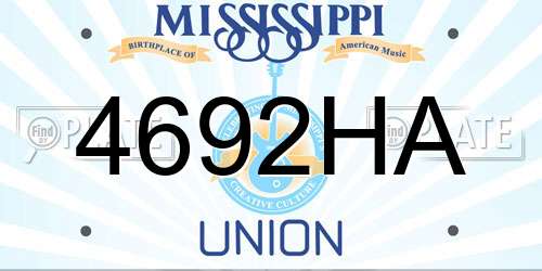 4692HA Mississippi License Plate