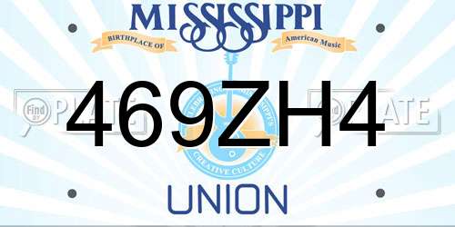 469ZH4 Mississippi License Plate