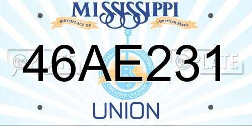 46AE231 Mississippi License Plate