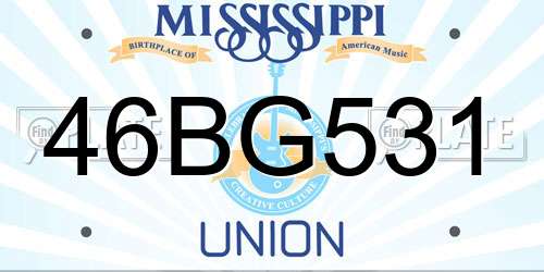 46BG531 Mississippi License Plate